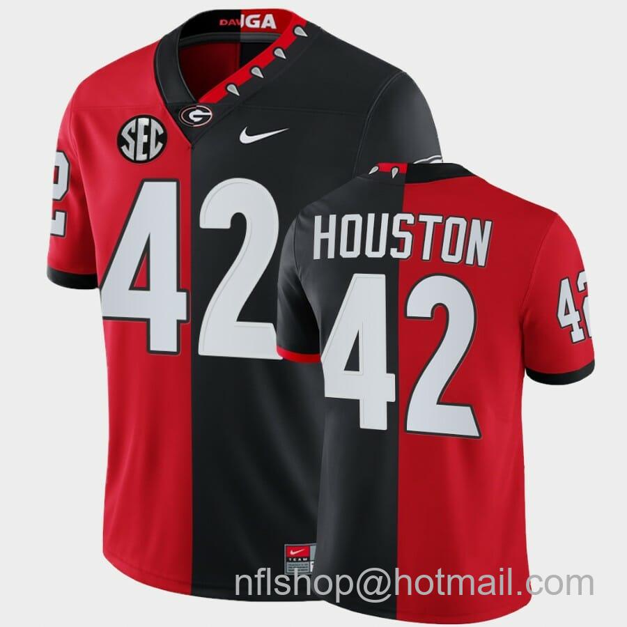 Men's Nike Georgia Bulldogs #42 Justin Houston Red Black Split Edition 100th Season Alumni Jersey