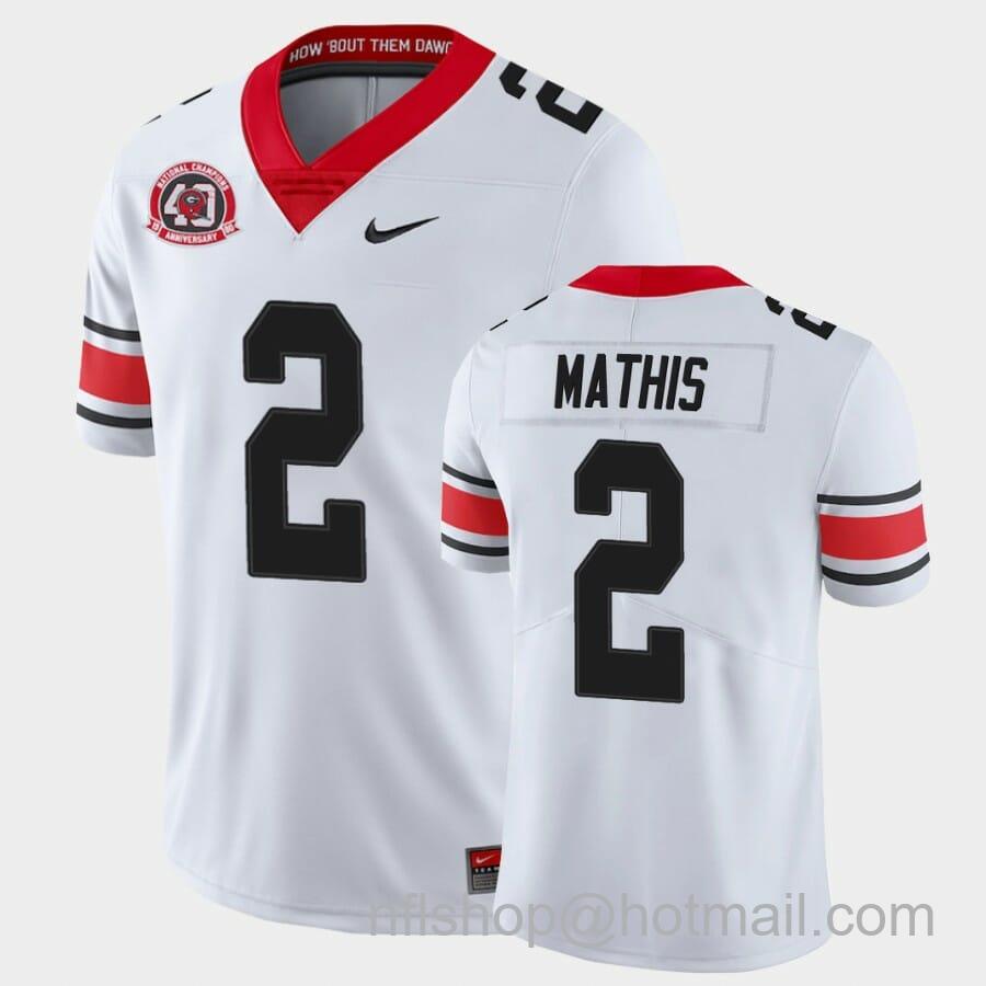 Men's Nike Georgia Bulldogs #2 DWan Mathis White College Football 40th Anniversary Alternate Jersey