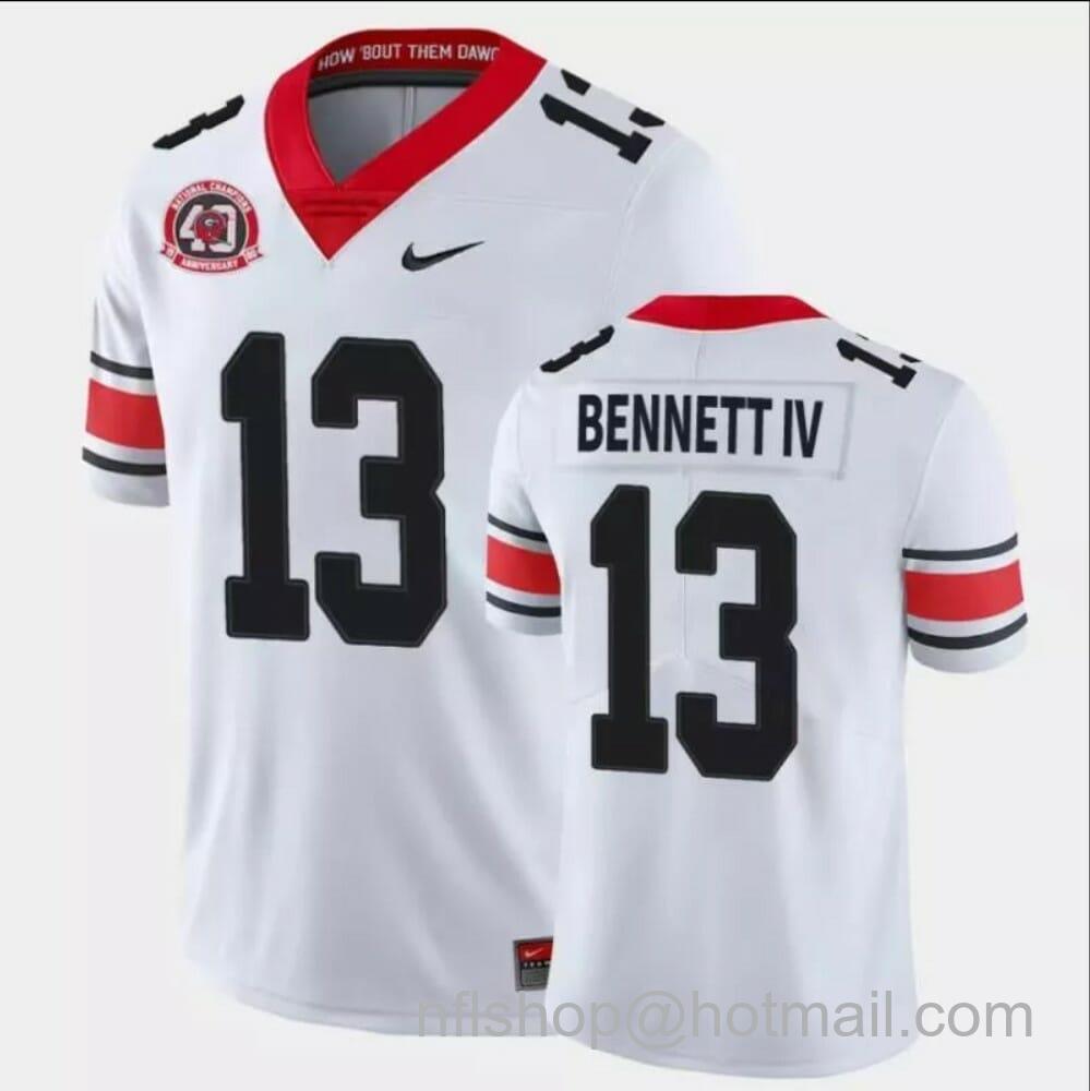 Men's Nike Stetson Bennett IV Jersey UGA #13 Game College Football White 40th Anniversary