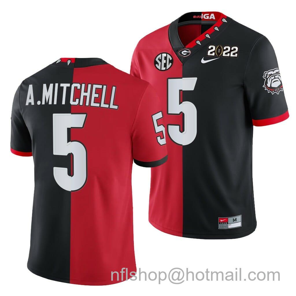 Men's Nike Georgia Bulldogs #5 Adonai Mitchell Split Edition Jersey Red Black College Football