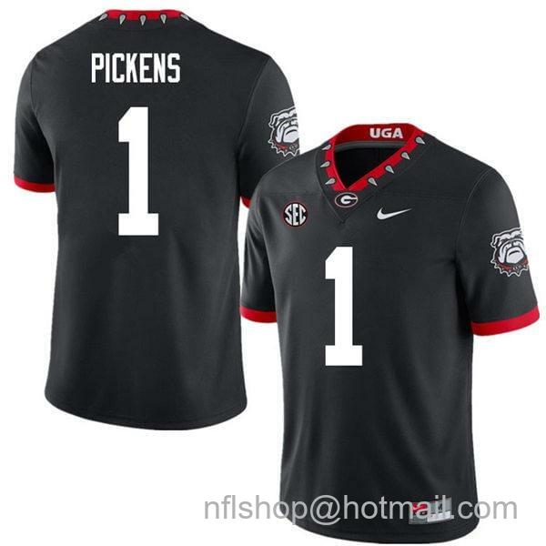 Men's Nike Georgia Bulldogs George Pickens Jersey #1 College Football Game Black Alternative