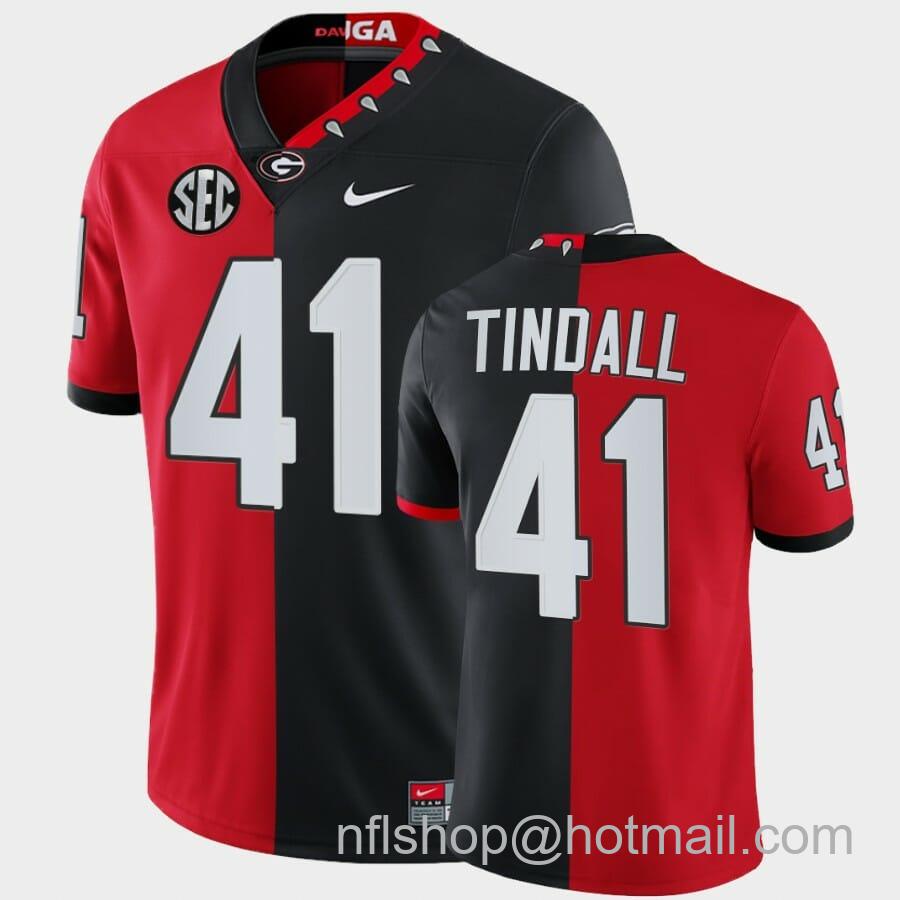 Men's Nike Georgia Bulldogs #41 Channing Tindall Red Black Split Edition Mascot 100th Anniversary Jersey