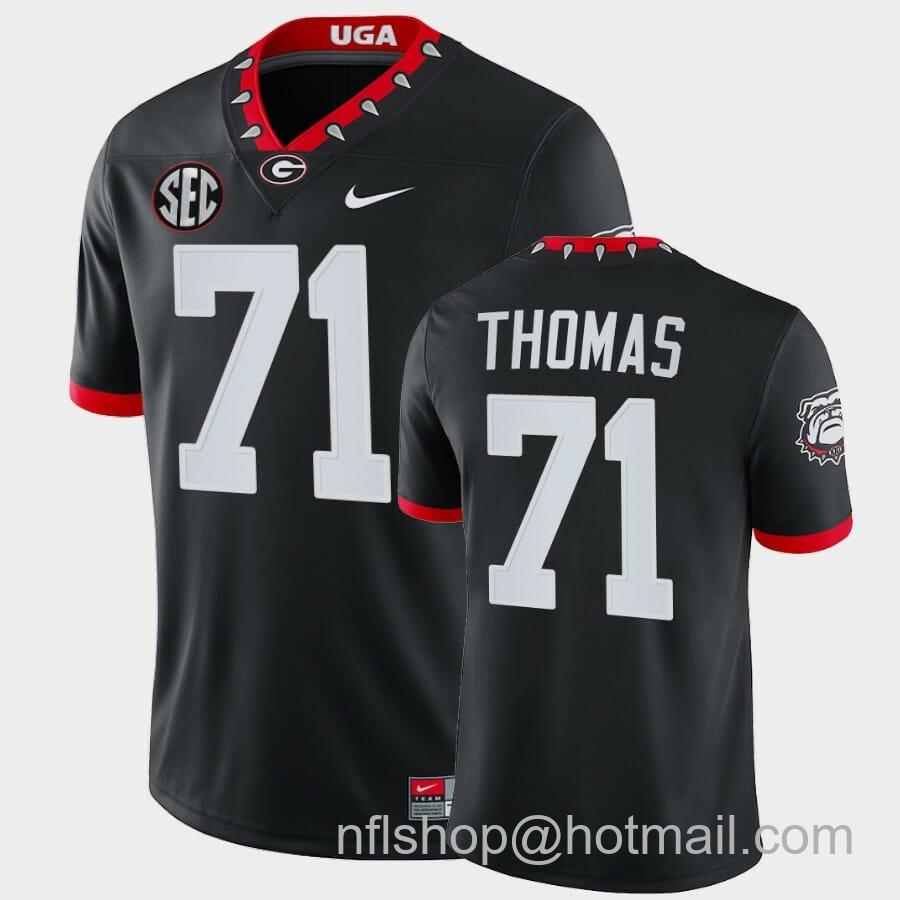 Men's Nike Georgia Bulldogs #71 Andrew Thomas Black Mascot 100th Anniversary Alumni Jersey