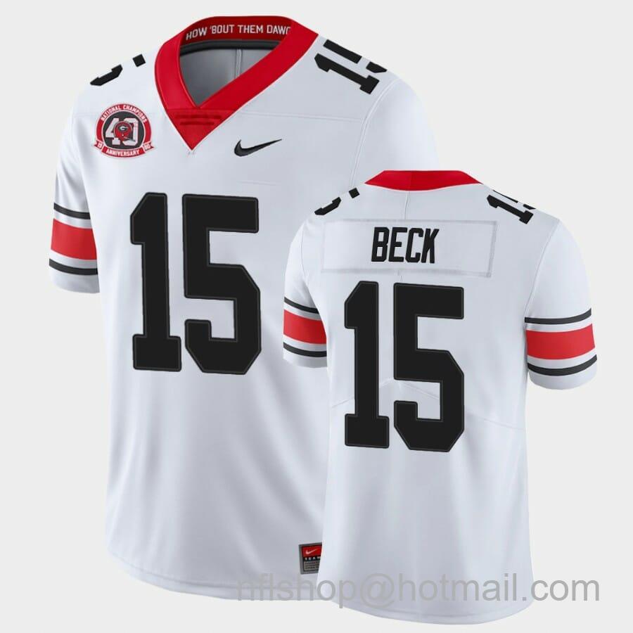 Men's Nike Georgia Bulldogs #15 Carson Beck White College Football 40th Anniversary Alternate Jersey