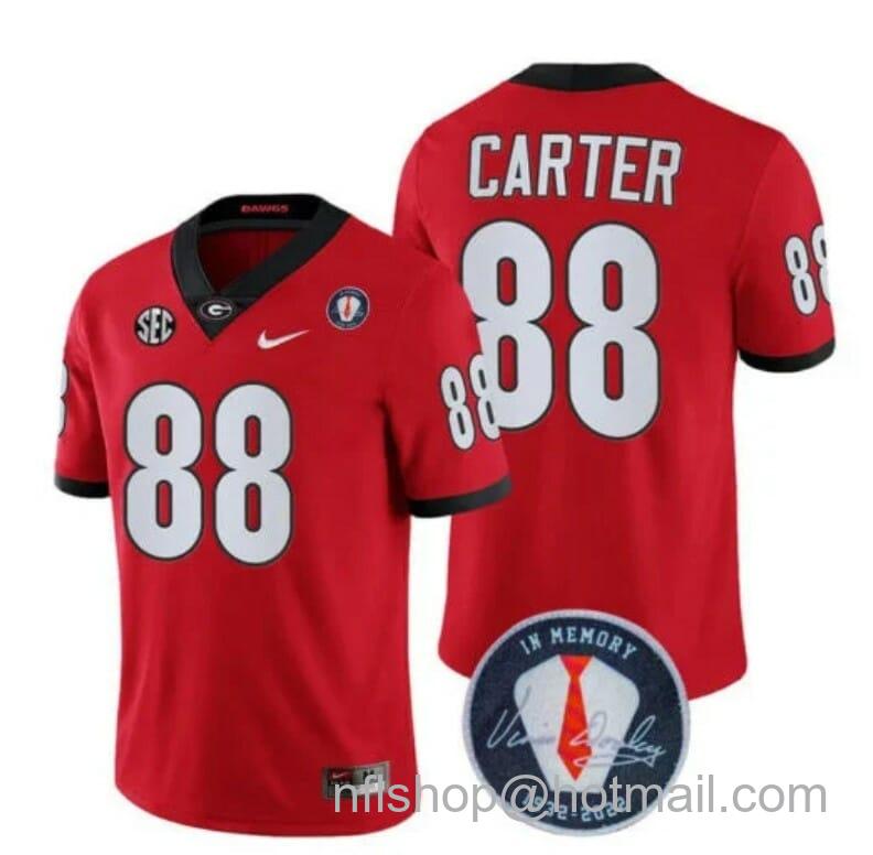 Men's Nike Georgia Bulldogs Jalen Carter Jersey #88 Honoring Vince Dooley Patch All Stitched Red