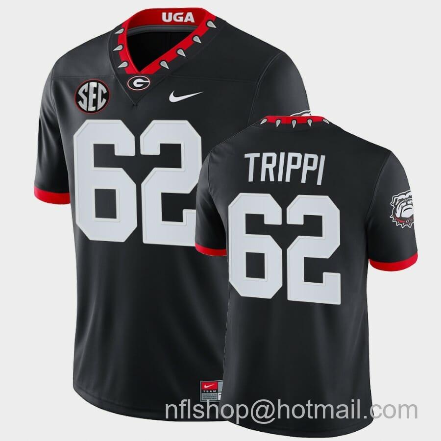 Men's Nike Georgia Bulldogs #62 Charley Trippi Black Mascot 100th Anniversary Alumni Jersey