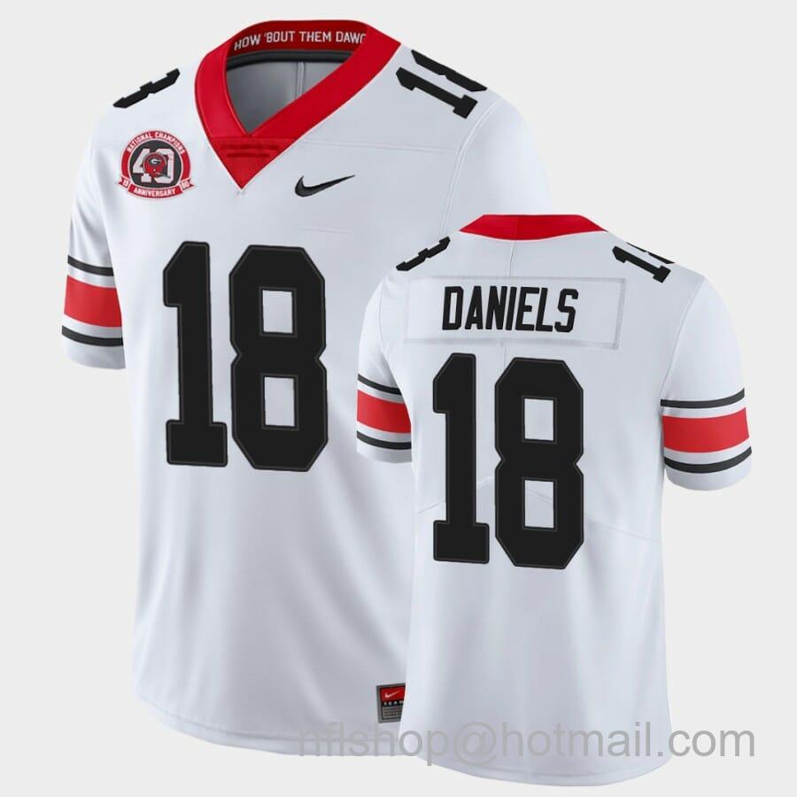 Men's Nike Georgia Bulldogs #18 JT Daniels White College Football 40th Anniversary Alternate Jersey