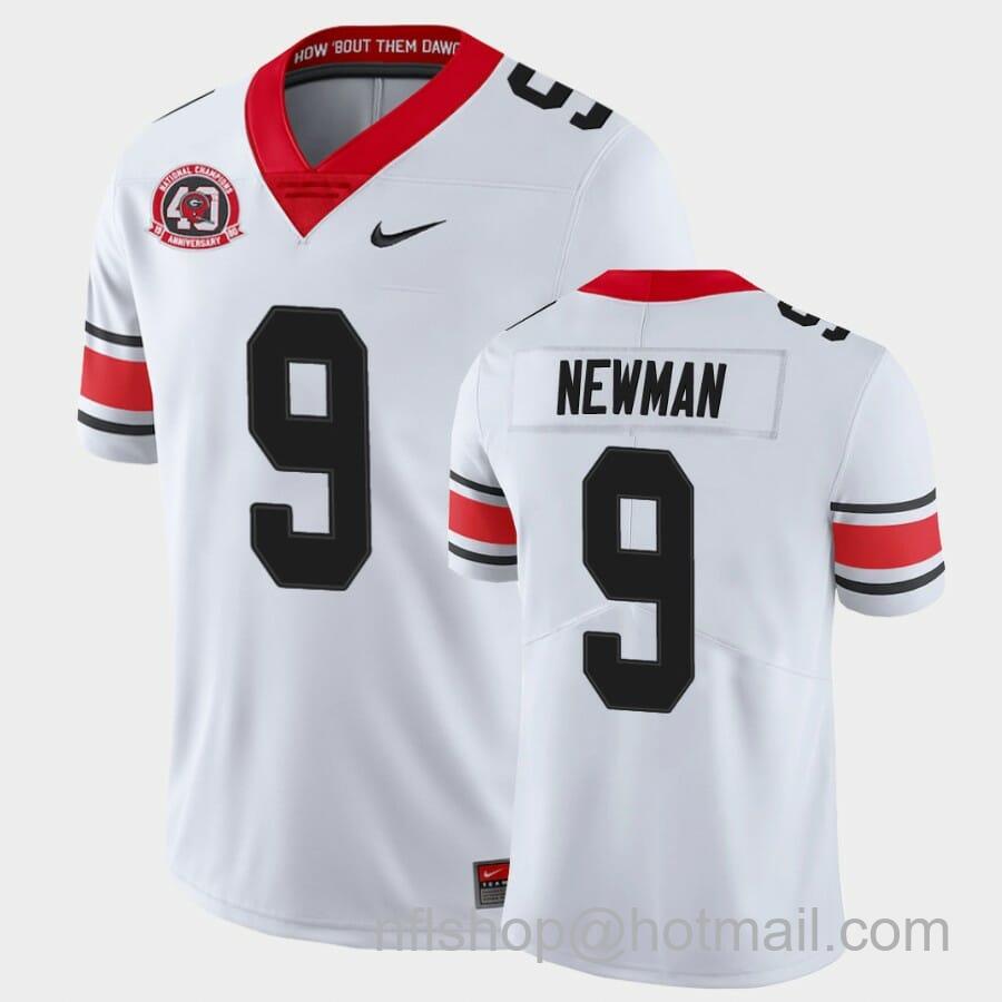 Men's Nike Georgia Bulldogs #9 Jamie Newman White College Football 40th Anniversary Alternate Jersey