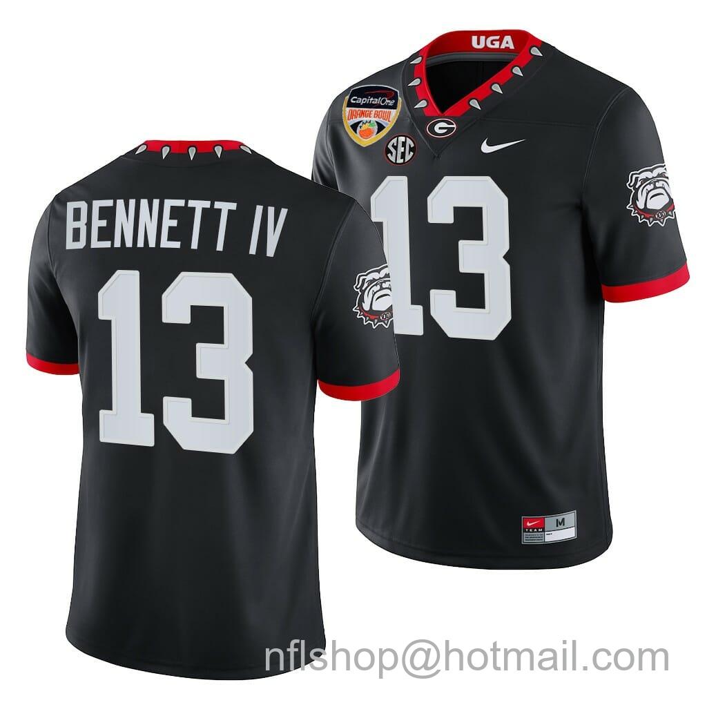 Men's Nike Georgia Bulldogs Bennett Jersey #13 2021 Orange Bowl Black College Football Playoff