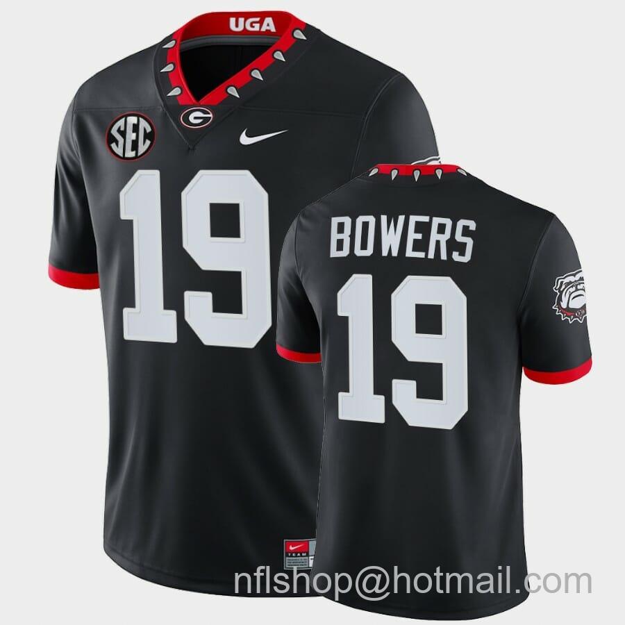 Men's Nike Georgia Bulldogs #19 Brock Bowers Jersey Black Mascot 100th Anniversary College Game Jerseys