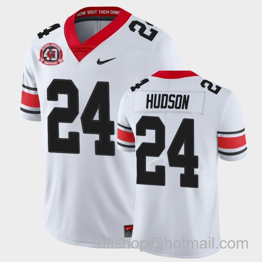 Men's Nike Georgia Bulldogs #24 Prather Hudson White College Football 40th Anniversary Alternate Jersey