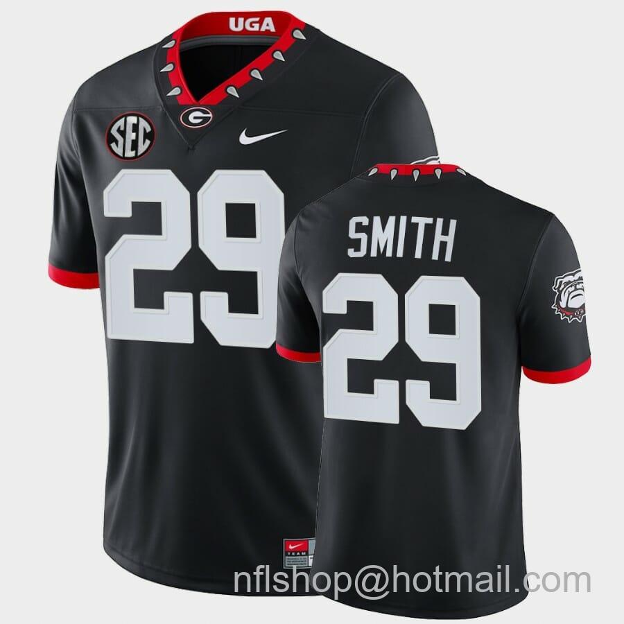 Men's Nike Georgia Bulldogs #29 Christopher Smith Black Mascot 100th Anniversary College Game Jersey