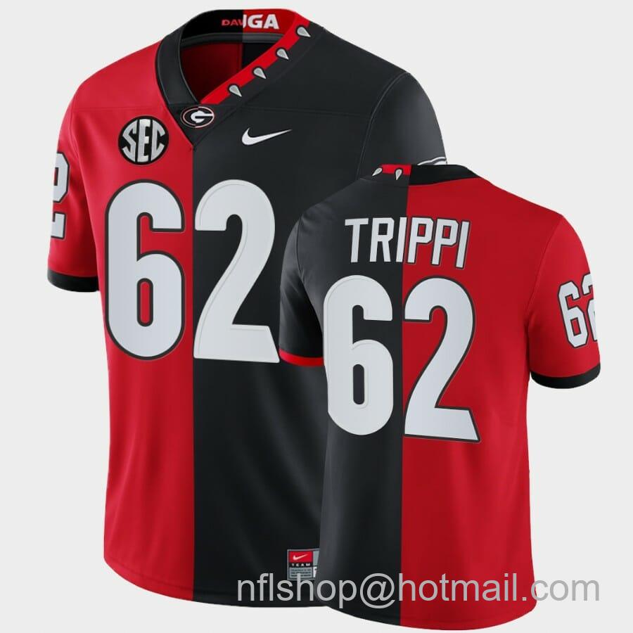 Men's Nike Georgia Bulldogs #62 Charley Trippi Red Black Split Edition 100th Season Alumni Jersey