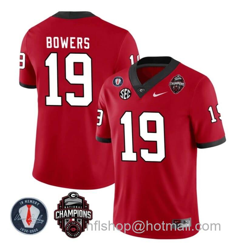 Men's Nike Georgia Bulldogs Brock Bowers Jersey #19 Back To Back National Champions College Football Red