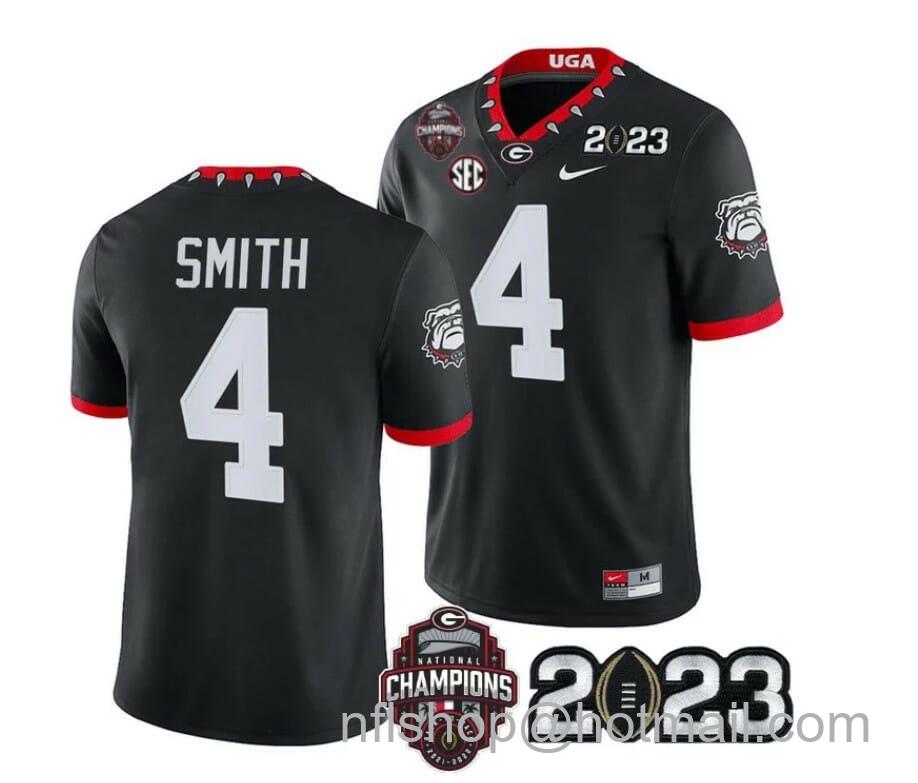 Men's Nike Georgia Bulldogs Nolan Smith Jersey #4 CFP National Champions Patch 2023 All Stitched Black