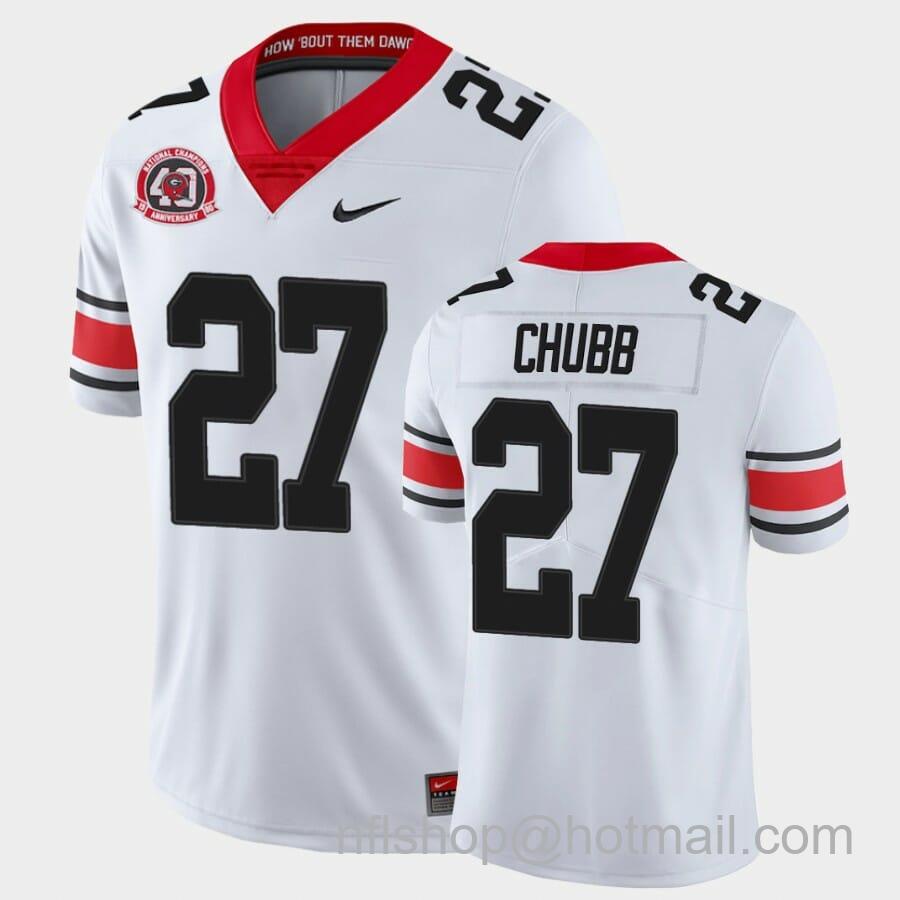 Men's Nike Georgia Bulldogs #27 Nick Chubb White College Football 40th Anniversary Alternate Jersey