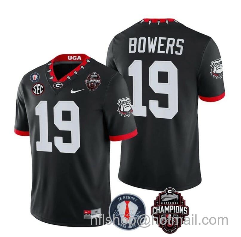 Men's Nike Georgia Bulldogs Brock Bowers Jersey #19 - Back To Back National Champions College Football Black