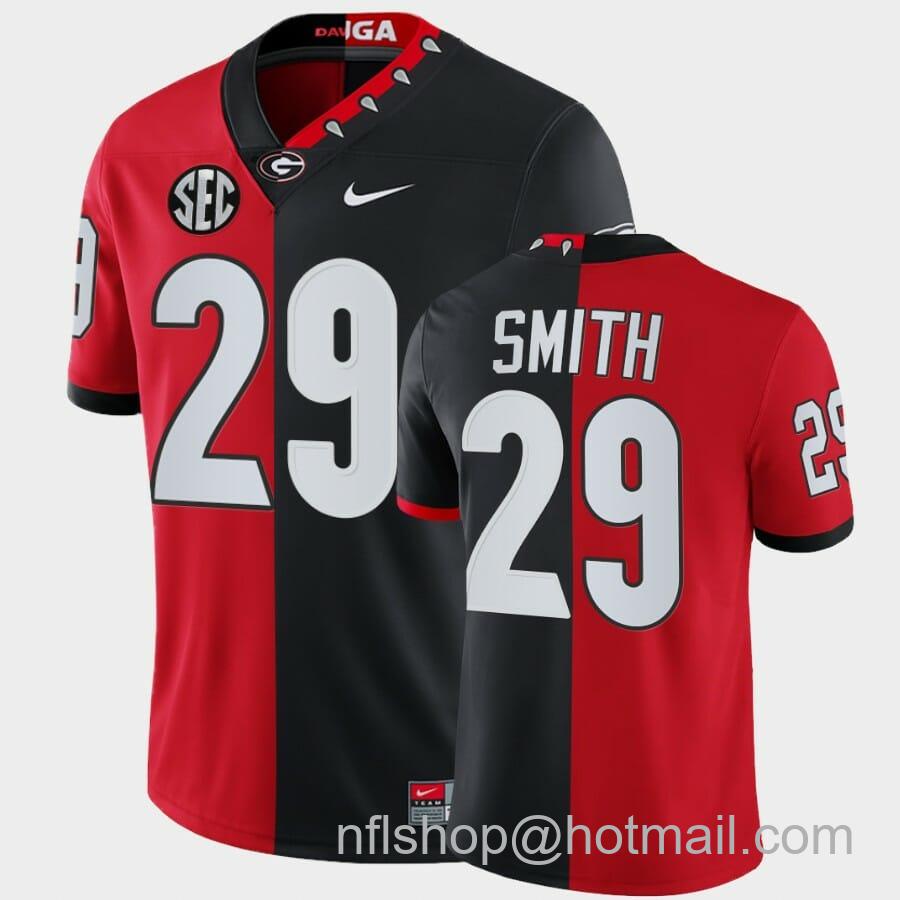 Men's Nike Georgia Bulldogs #29 Christopher Smith Red Black Split Edition Mascot 100th Anniversary Jersey