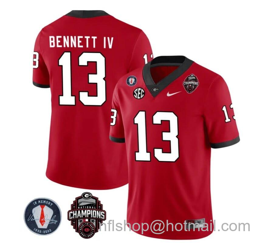 Men's Nike Georgia Bulldogs Stetson Bennett Jersey #13 Back To Back National Champions College Football Black (Copy)