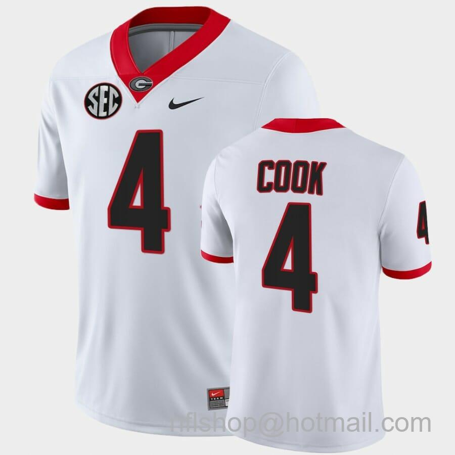 Men's Nike Georgia Bulldogs #4 James Cook White College Football Game Jersey