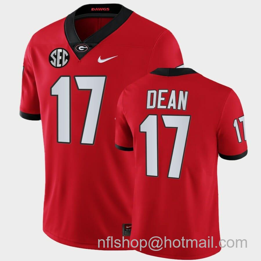 Men's Nike Georgia Bulldogs #17 Nakobe Dean Jersey Red College Football Game