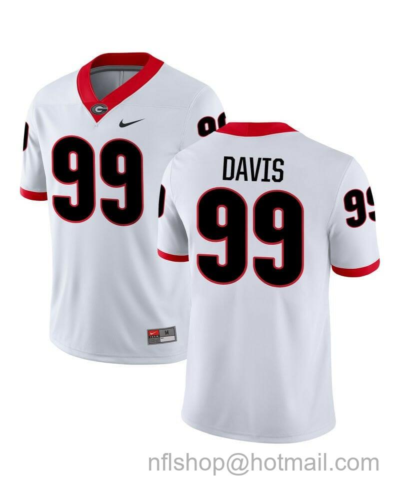 Men's Nike Jordan Davis UGA Jersey #99 Alumni College Football White