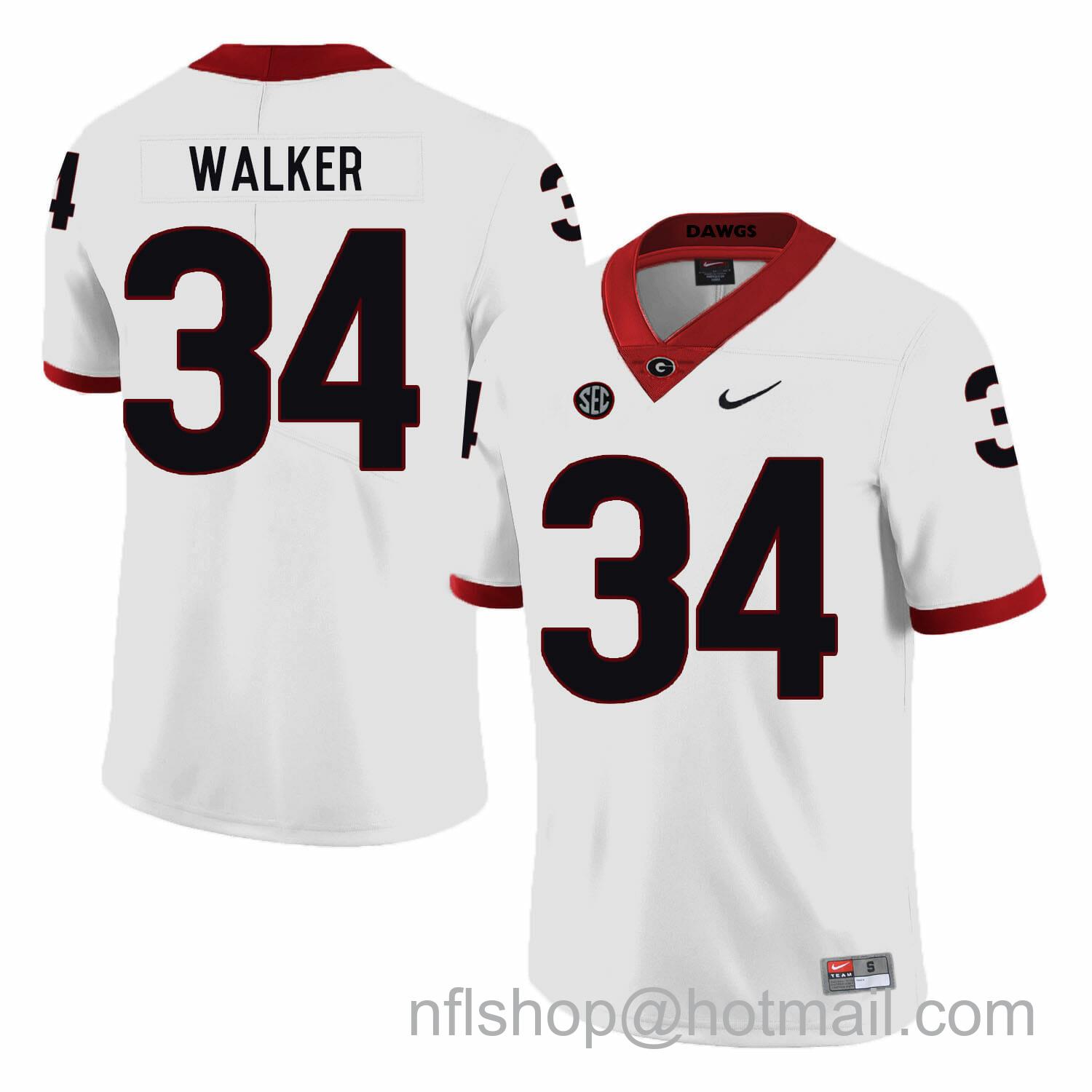 Men's Nike Georgia Bulldogs #34 Herchel Walker College Football Jersey White