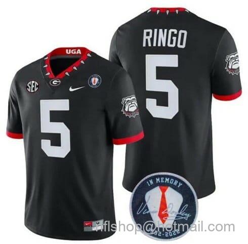 Men's Nike Kelee Ringo UGA Jersey #5 Honoring Vince Dooley Patch Black