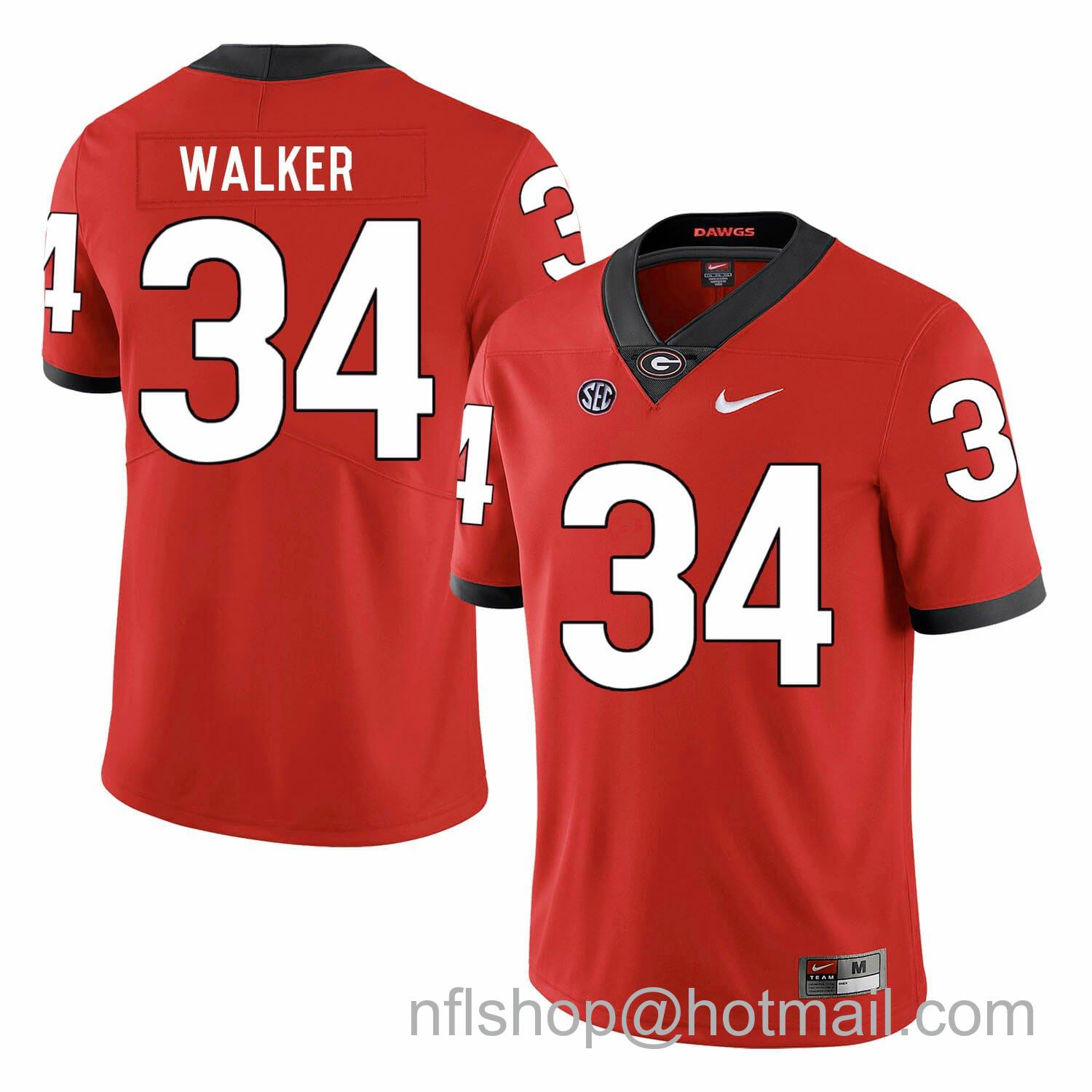 Men's Nike Georgia Bulldogs #34 Herchel Walker College Football Jersey Red