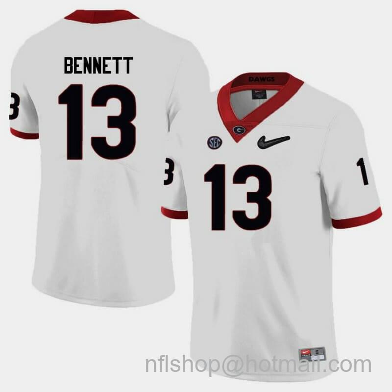 Men's Nike Georgia Stetson Bennett Jersey #13 College Football Limited White