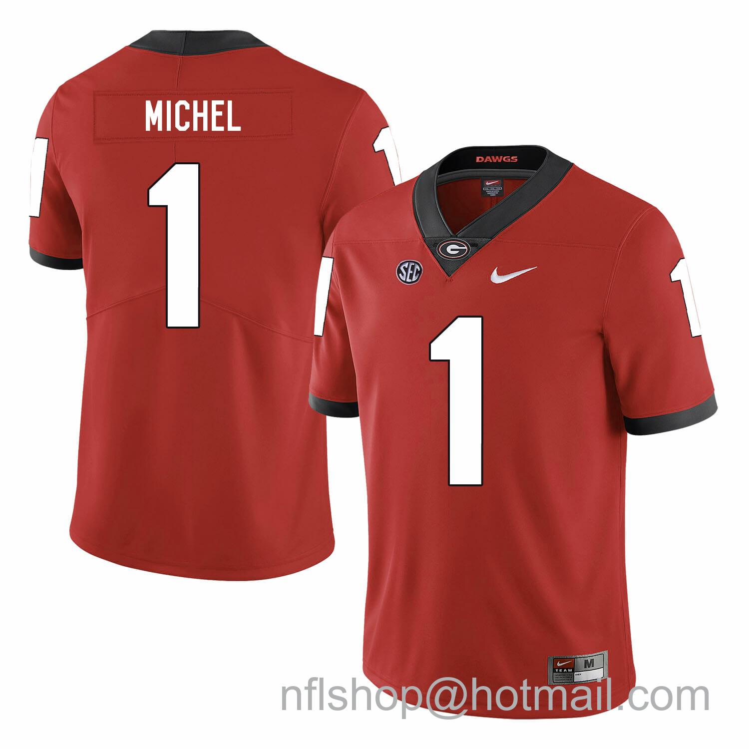 Men's Nike Georgia Bulldogs #1 Sony Michel NCAA College Football Jersey Red