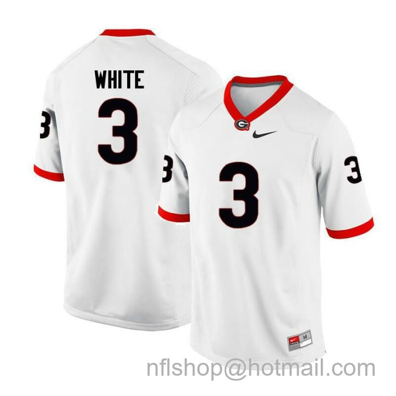 Men's Nike Georgia Bulldogs #3 Zamir White College Football Jersey White