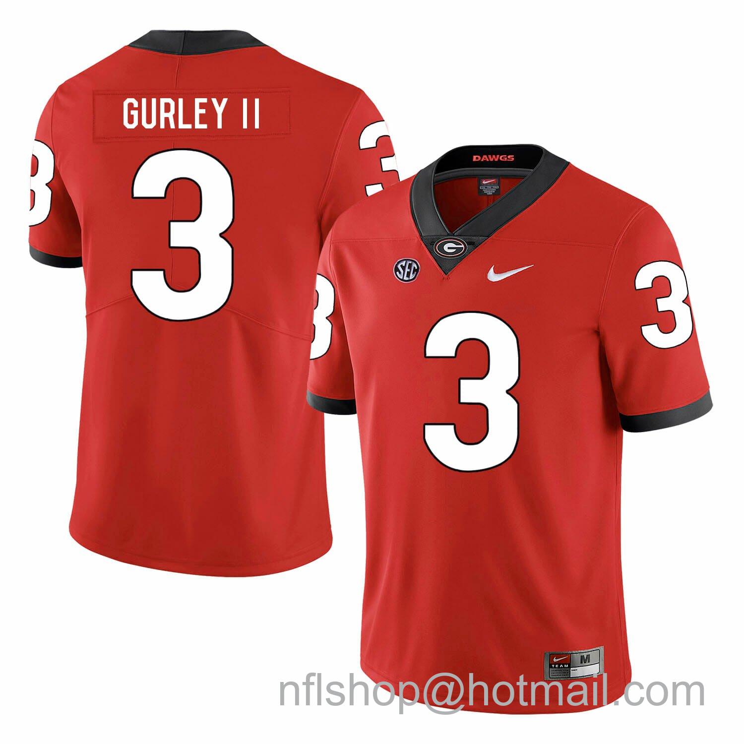 Men's Nike Georgia Bulldogs #3 Todd Gurley II College Football Jersey Red