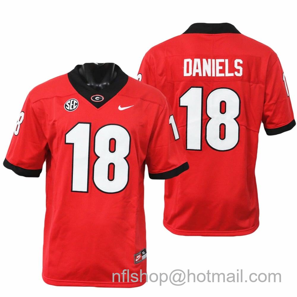 Men's Nike Georgia Bulldogs JT Daniels Jersey #18 College Football Game Red