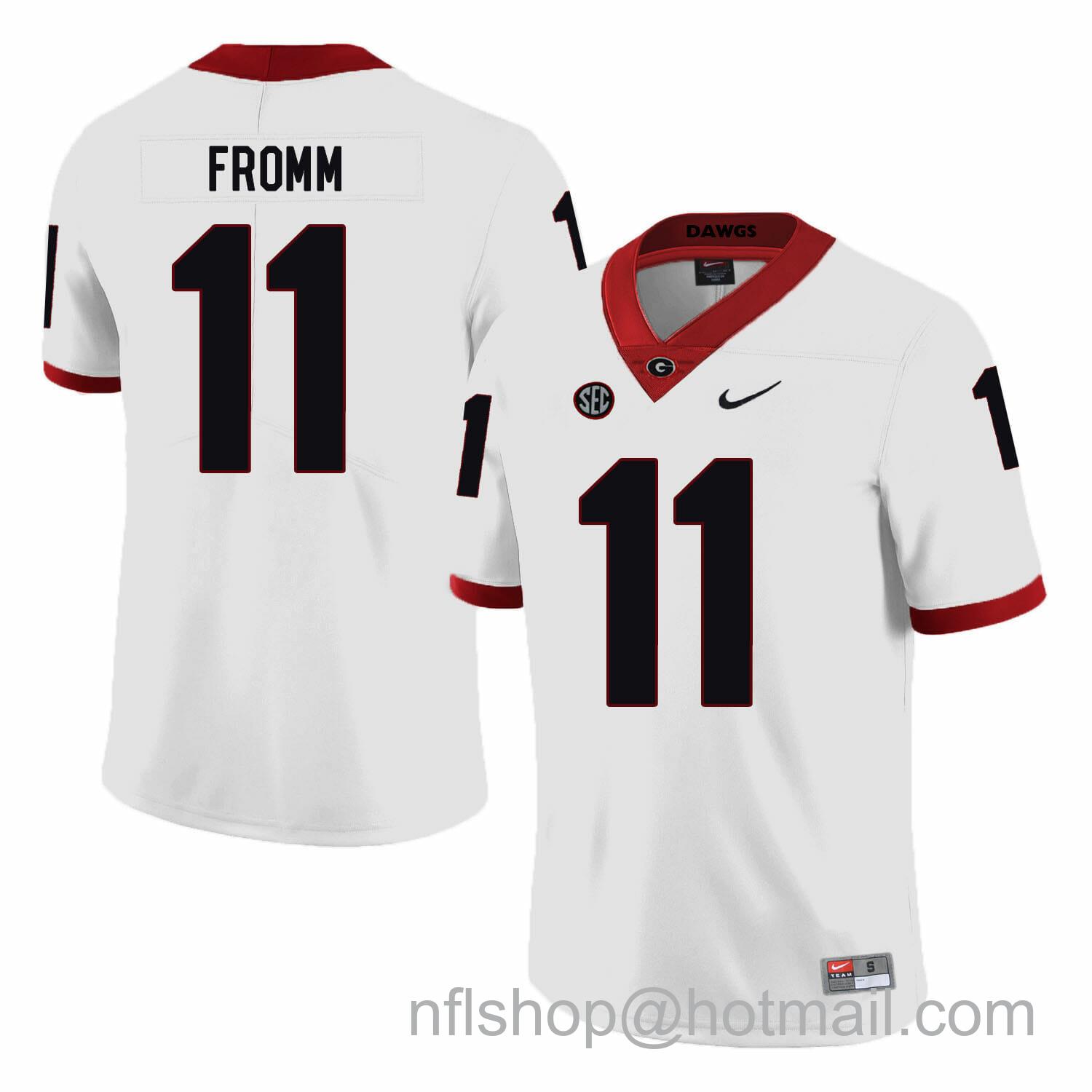 Men's Nike Georgia Bulldogs #11 Jake Fromm College Football Jersey White