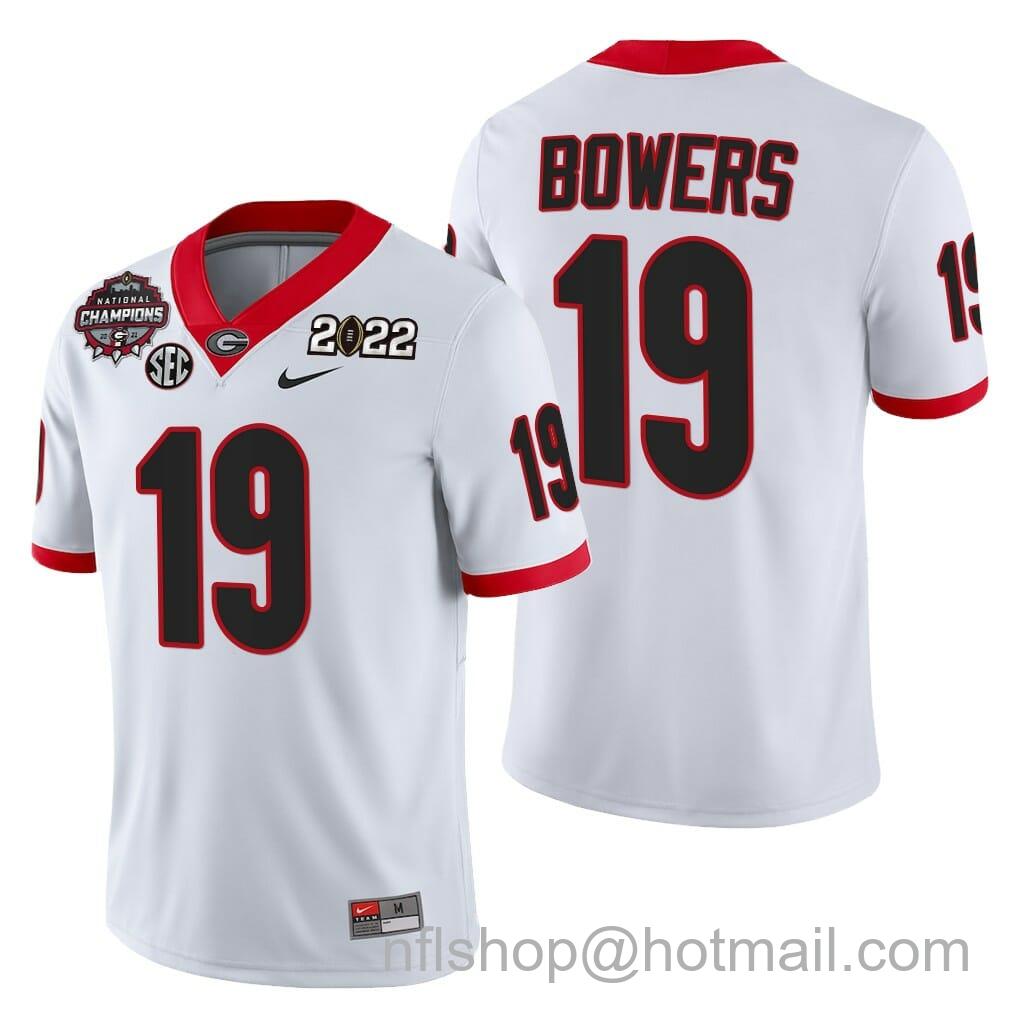 Men's Nike UGA Bowers Jersey #19 2021-22 CFP National Champions White