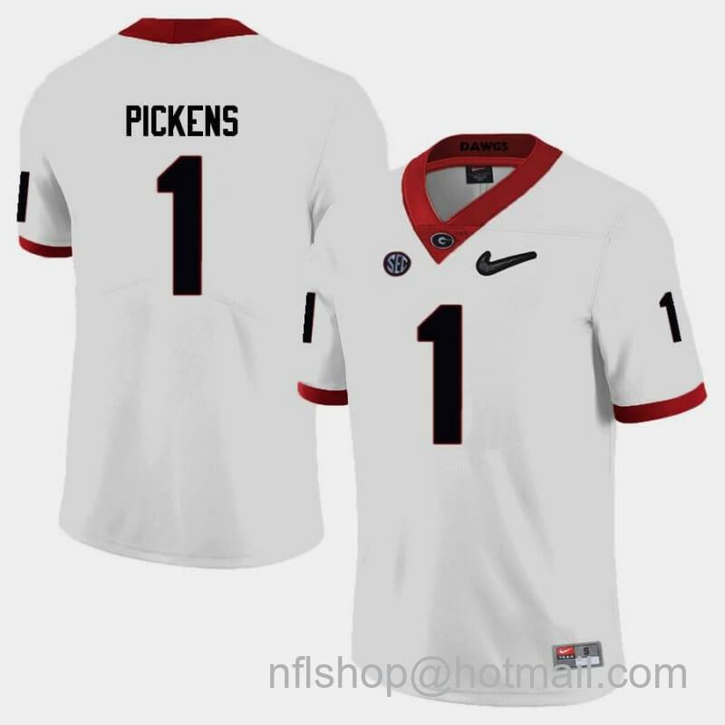 Men's Nike Georgia Bulldogs #1 George Pickens College Football Jersey White