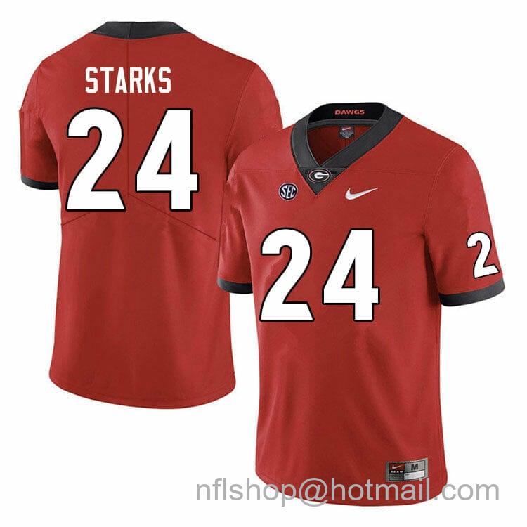 Men's Nike Georgia Bulldogs Malaki Starks Jersey #24 College Football Game Red