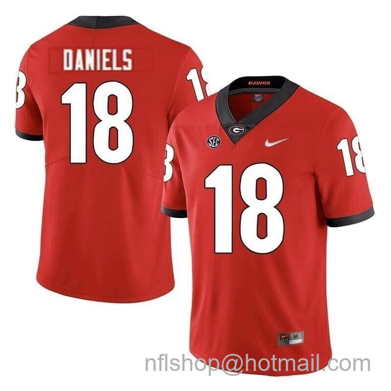 Men's Nike Georgia Bulldogs #18 Jt Daniels NCAA College Football Jersey Red 1