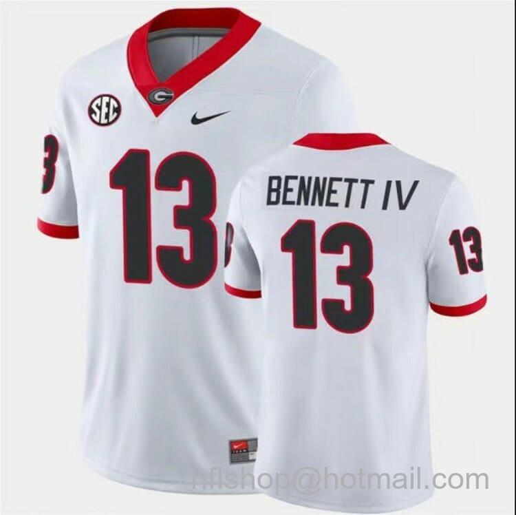 Men's Nike Stetson Bennett IV Football Jersey UGA #13 Game College White Home