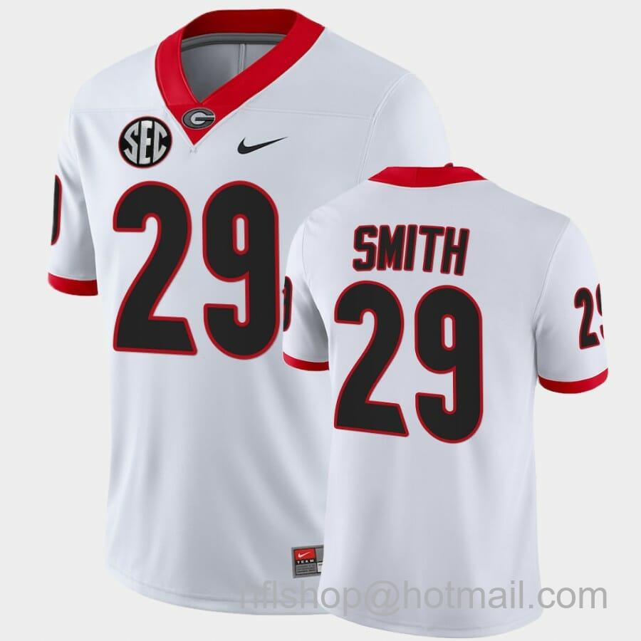 Men's Nike Georgia Bulldogs #29 Christopher Smith White College Football Game Jersey