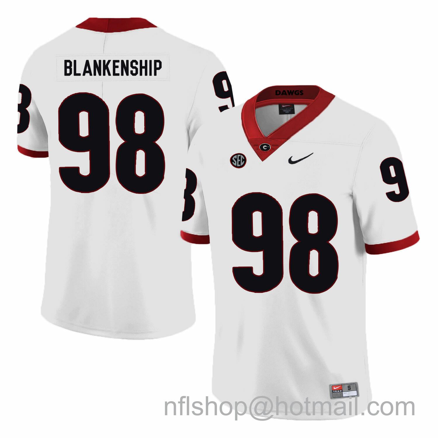 Men's Nike Georgia Bulldogs #98 Rodrigo Blankenship College Football Jersey White