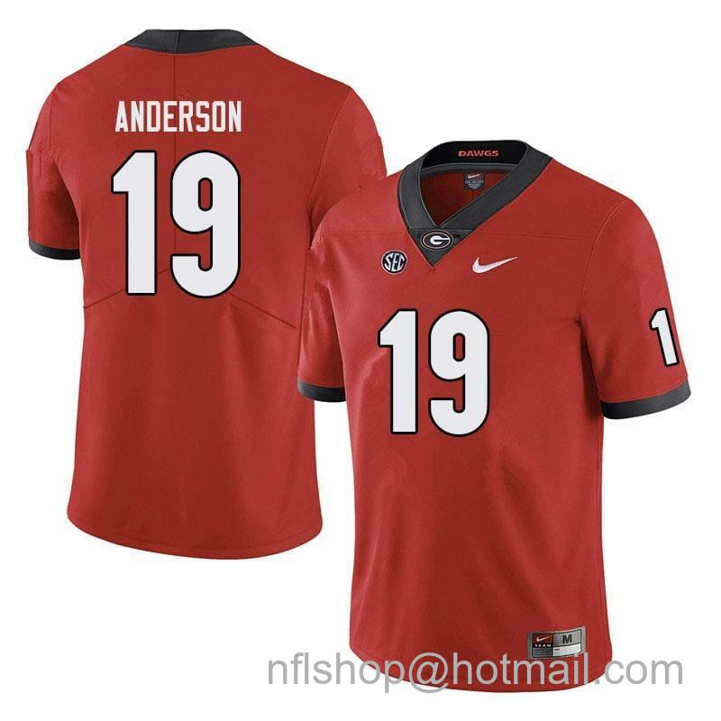 Men's Nike Georgia Bulldogs #19 Adam Anderson Game College Football Jersey Red