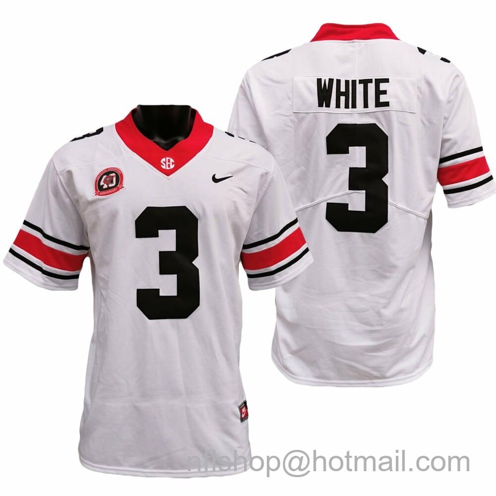 Men's Nike Georgia Bulldogs Zamir White Jersey #3 College Football Game White