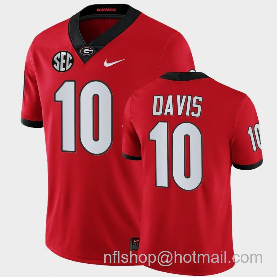 Men's Nike Georgia Bulldogs #10 Thomas Davis Red College Football Alumni Jersey