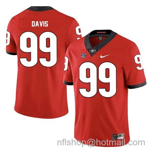 Men's Nike Georgia Bulldogs #99 Jordan Davis Jersey Red College Football NCAA