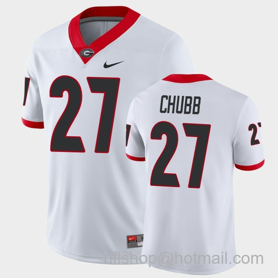 Men's Nike Georgia Bulldogs #27 Nick Chubb White Game College Football Jersey