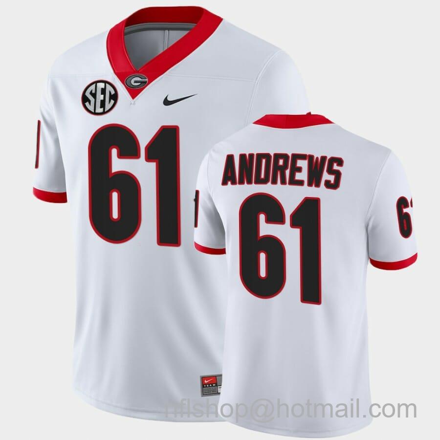 Men's Nike Georgia Bulldogs #61 David Andrews White College Football Alumni Jersey