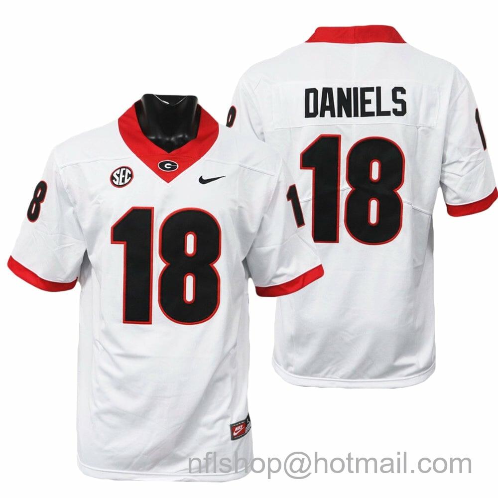 Men's Nike Georgia Bulldogs JT Daniels Jersey #18 College Football Game White