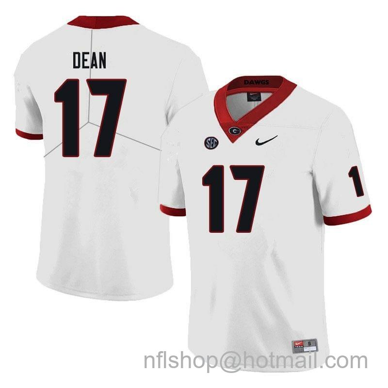 Men's Nike Nakobe Dean Jersey Georgia Bulldogs #17 Game NCAA College Football White